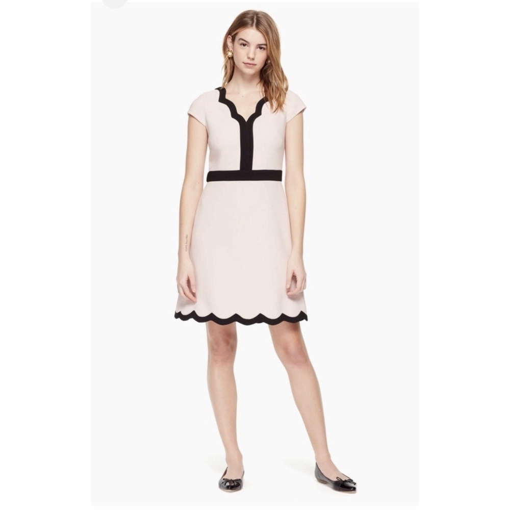 Kate Spade pink and black scallop short-sleeve dress Size 2